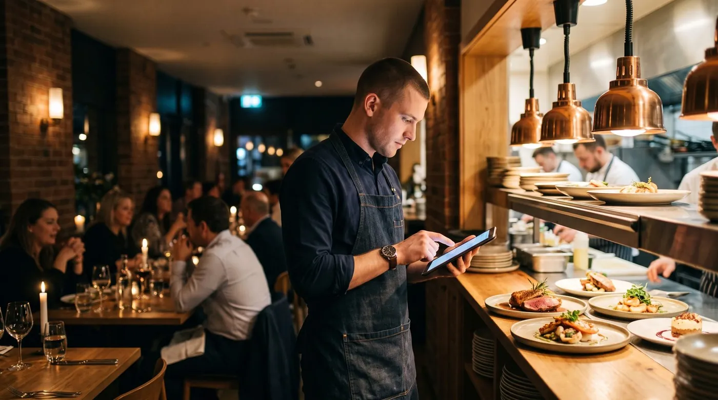Comparing free POS system apps on a tablet at a shop counter